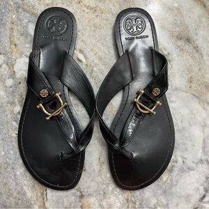 Tory Burch Nora Thong Black Leather Sandals Women’s 9